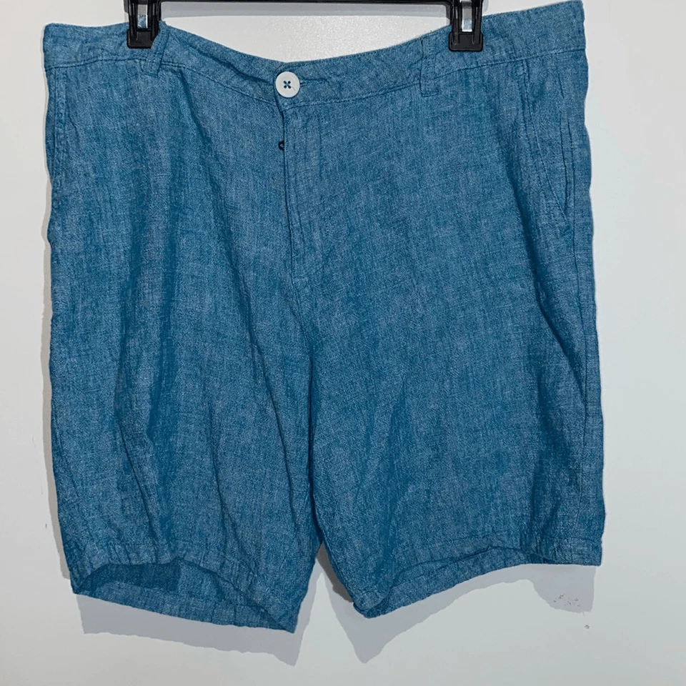 Pantalones Cortos Informales Saks Fifth Avenue Para Hombre Azul Mezcla de Lino Frente Plano Talla 34 Foto 1 de 4