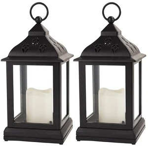 2-Pack 9.5" Vintage Decorative Candle Lantern with LED Flickering Flameless C... - Picture 1 of 6