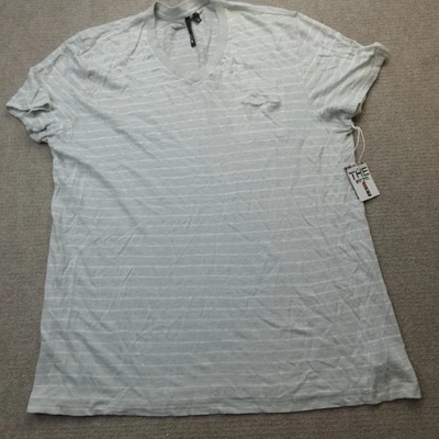 Camisa Joe's Jeans XL Gris Rayas Cuello en V 100% Lino NUEVA Foto 1 de 4