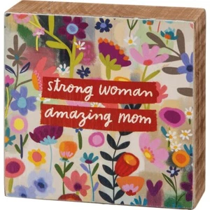 New  "Strong Woman Amazing Mom" Small Colorful Block Sign - Picture 1 of 6