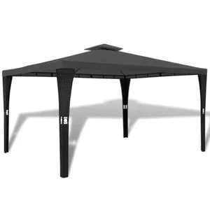 vidaXL Poly Rattan Gazebo with Dark Grey Roof 3 x 4 m - Picture 1 of 7