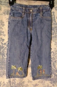 Gymboree jeans girls size 7 palm trees hula girls rhinestones capri - Picture 1 of 5