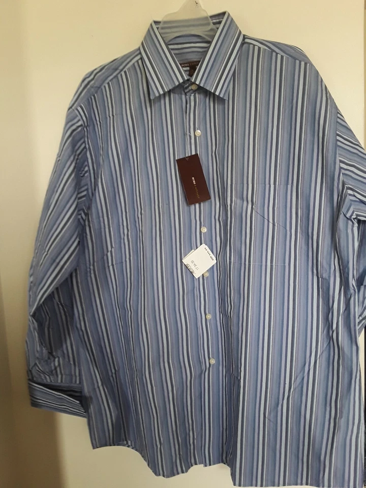 NUEVO CON ETIQUETAS BCBG Attitude Camisa Para Hombres XL 17 34/35 Para Hombres Rayas Manga Larga Botón Delantero  Foto 1 de 3