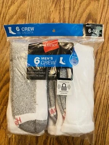 Hanes Men's Crew Socks 6 Pair Full Cushion Sole Wicking Cool Size 6-12 - Picture 1 of 4