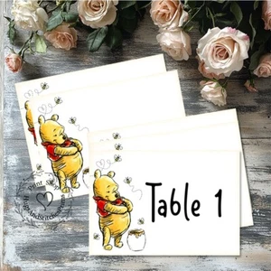 LARGE DOUBLE or SINGLE SIDED BEAR BEES HONEY POT BABY SHOWER TABLE CARDS #119 - Picture 1 of 9