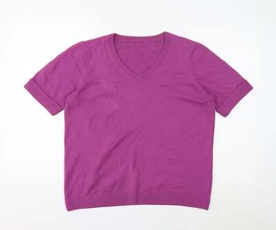 TU Womens Purple V-Neck Acrylic Blend Jumper Size 14 - Image 1 of 4