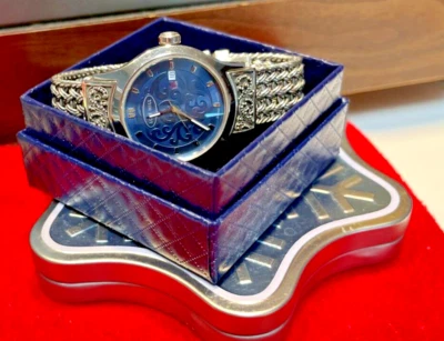 Винтажные наручные часы Lois Hill серебро синий циферблат LH-0006 швейцарский механизм NB - Изображение 1 из 4