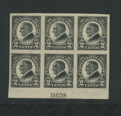 1923 US Postage Stamp #611 Mint Hinged VF Original Gum Plate No 15028 Block of 6 - Image 1 of 2