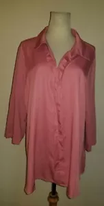 Logo by Lori Goldstein sz 1X Instant Chic Tunic Blouse pink part knit top 2479 - Picture 1 of 4