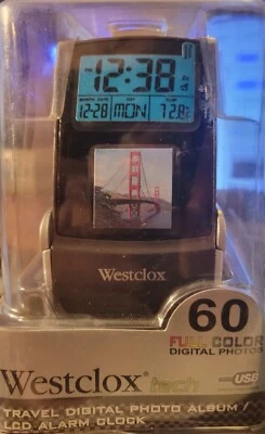 Westclox Tech 70024 Digital 60 Photo Album LCD Travel Alarm Clock Temperature - Image 1 of 2