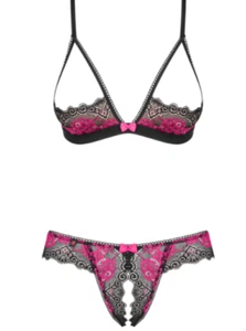 Obsessive Tulia Set Wattiert Käfig Soft BH & Ouvert Slip S/M Spitze Spicy - Bild 1 von 6