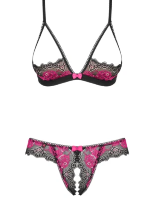 Obsessive Tulia Set Wattiert Käfig Soft BH & Ouvert Slip S/M Spitze Spicy - Bild 1 von 4
