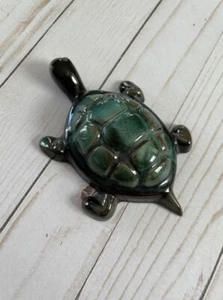 Vintage Blue Mountain Pottery Sea Turtle Canada Green Drip Glaze BPM 5" x 3.5" - Picture 1 of 2