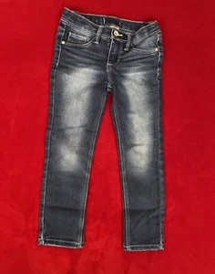 Squeeze Girl's Adjustable Waist Dark Wash Snap Skinny Blue Denim Jeans Size: 4 - Picture 1 of 8