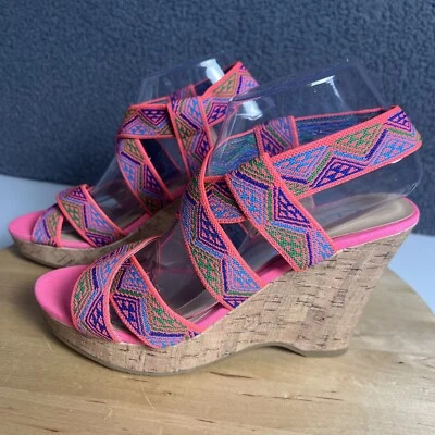 Sandalias CL By Laundry para mujer 8,5 plataforma de corcho tacones de cuña con tira trasera Foto 1 de 4