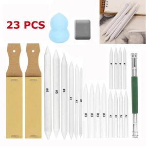 23Pcs Art Blenders Set Blending Stumps and Tortillions Set with Sandpaper Eraser - Picture 1 of 7