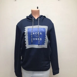 Jack & Jones Womens Hoodie Sweatshirt Blue Pullover Long Sleeve Drawstring M New - Picture 1 of 6