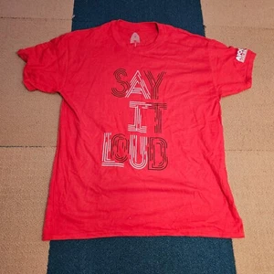 APOLLO THEATER Harlem NYC Say it Loud Adult T-Shirt Large Red Graphic SS V8a - Picture 1 of 8