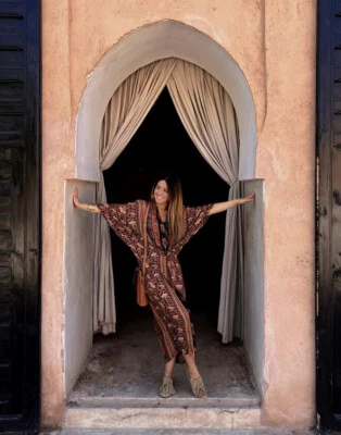 ZARA 全新带标签女式印花 KAFTAN KHAKI 棕色 REF:8054/255 均码 — 第 1/4 张图片