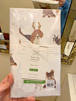 Pottery Barn Christmas holiday gift dog party pillowcase SET 2 Disney Birthday - Image 1 of 4