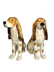 Pair Of Cocker Spaniel Dog Lifesize Ceramic Italian Mantel Statue 39 Cm Mcm 60s - Picture 1 of 20