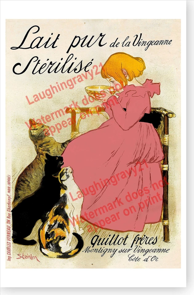 Póster francés Lait pur de la Vingeann gatos gatitos leche teófilo Steinlen Foto 1 de 1