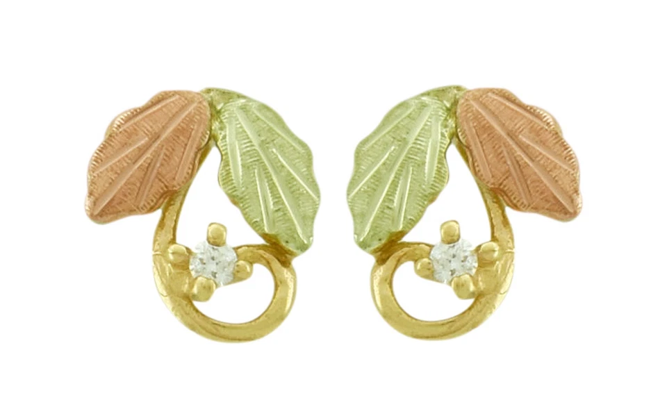 Pendientes Dakota Black Hills Oro Creado en Laboratorio Circonita cúbica 2 Hojas Oro 10K KE 163CZ Foto 1 de 1