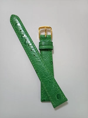 Pulseira de relógio feminina acolchoada costurada grão avestruz verde 14 mm Speidel - Imagem 1 de 4