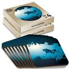 8 x Boxed Square Coasters - Scuba Diver Diving Ocean  #8538