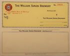 Vintage Blank Check with Stub, The William Simon Brewery, Buffalo, NY c1935