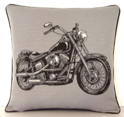 Moto - Réplica de moto en blanco y negro. Almohada tapiz ¡Nueva! Foto 1 de 4
