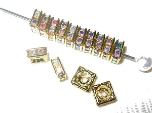 20 cuentas Swarovski Squaredelles 6x6 mm oro/cristal AB SQ604 - Imagen 1 de 1