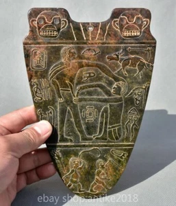 8 " Old Maya Culture Hetian jade carved People Men women Amulet Pendant - Picture 1 of 11