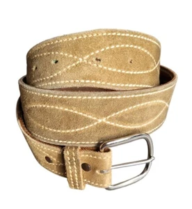 Pre-Owned Hereford Brand 40 Full Grain Cowhide Stitched Belt Men 2004B - Afbeelding 1 van 15