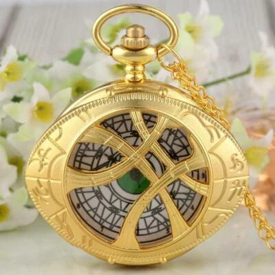 Steampunk Gray/Gold Hollow Case Doctor Strange Unisex Quartz Pocket Watch Chain - Image 1 of 4