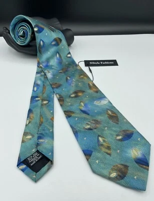 Corbata 100 % seda para hombre BOSS Hugo Boss ~ verde y azul ~ diseñador ~ ¡Hecha en Italia! Foto 1 de 4