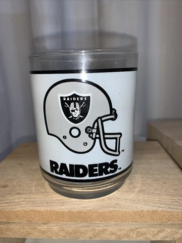 NFL Raiders Mobil Vintage Glass Tumbler Libby Glassware 80s Football California Cover