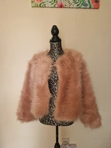 New Look Pink Faux Fur Jacket Size M - Picture 1 of 7
