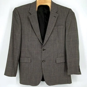 Jos A Bank Mens 44L Blazer Gray Brown Houndstooth Silk Wool Blend *FLAW* - Picture 1 of 11