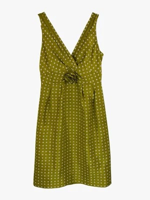 J. Vestido Vaina Crew 100% Seda Lunares Cuello en V Chartreuse Verano Retro Talla 4 Foto 1 de 4