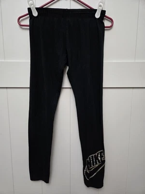Nike, Girl's Sportswear Logo Leggings, sz XL, Black Tight Fit Mid Rise - Image 1 of 4
