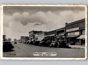 c1940 Main St West Bend Iowa IA Street View Kossuth Palo Alto County Postcard - Picture 1 of 2