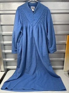Vtg Anthony Richards Blue Fleece Robe Housecoat Nightgown 1/2 Zip Sz 2XL - Picture 1 of 6