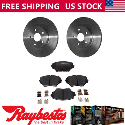 Kit de rotores de freno delanteros + pastillas de cerámica y herrajes para Toyota RAV4 2001-2003 Foto 1 de 4