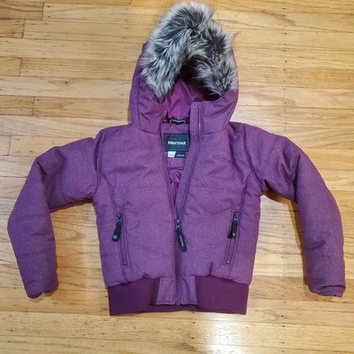 Chaqueta Marmot Niñas Niño XS Abrigo Magenta Piel Sintética Sudadera con Capucha Foto 1 de 4