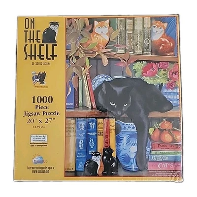 SunsOut ON THE SHELF Cat Jigsaw Puzzle by Chrissie Snelling 1000 Pieces NEW - Image 1 of 2