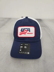 Nike EE. UU. Gorra de Club de Hockey Camionero Etiqueta Tejida Sombrero Universidad Azul Marino Talla M/L NUEVO - Imagen 1 de 8