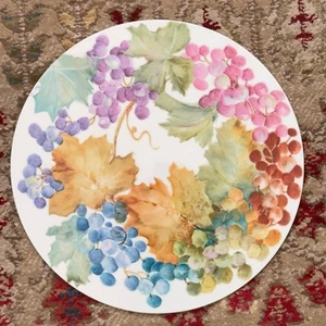 Grapes Bernard Bloch Plate- D Triple Crown Mark- Pat 15 Hand Painted 1990s - Picture 1 of 8