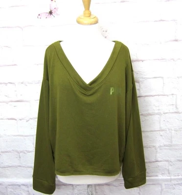 Victoria’s Secret ROSA Sudadera Grande Cuello en V Verde Metálico Logo talla L Nuevo con etiquetas Foto 1 de 4