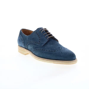 Bruno Magli Milano BM2MILN1 Mens Blue Suede Oxfords Wingtip & Brogue Shoes 8.5 - Picture 1 of 8